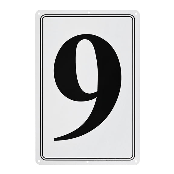 Uxcell Aluminum Letter Sign 9, 11.8 Inch House Numbers and Metal Letters, Parking Spot Letter Signs, Metal Letter Wall Decor [Black Text On White]