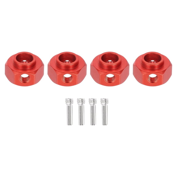 Uxcell Aluminum Wheel Hex Hub 6mm Hex Extended Spacers Drive Adapter for RC Crawler Car, Red