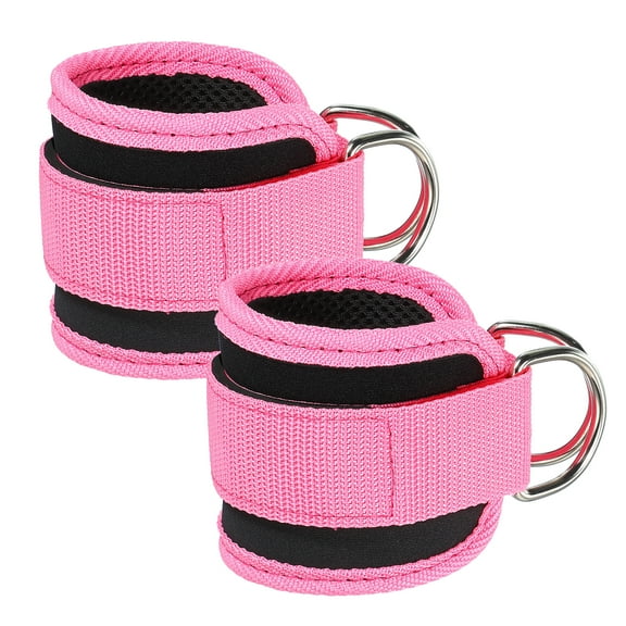 Uxcell Ankle Strap for Cable Machine Gym Cable Kickback Ankle Wraps Exercise Attachment for Glute Workouts Pink 24 x 8 cm