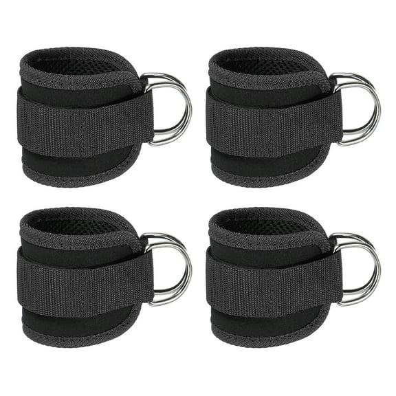 Uxcell Ankle Strap for Cable Machine, Gym Cable Kickback Ankle Wraps Exercise Attachment for Hip Leg Extension Black 24 x 8 cm
