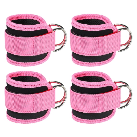 Uxcell Ankle Strap for Cable Machine, Gym Cable Kickback Ankle Wraps Exercise Attachment for Hip Leg Extension Pink 24 x 8 cm
