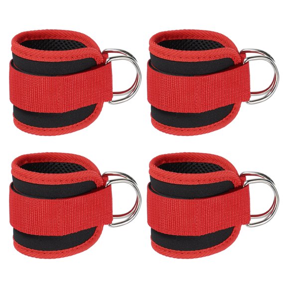 Uxcell Ankle Strap for Cable Machine, Gym Cable Kickback Ankle Wraps Exercise Attachment for Hip Leg Extension Red 24 x 8 cm
