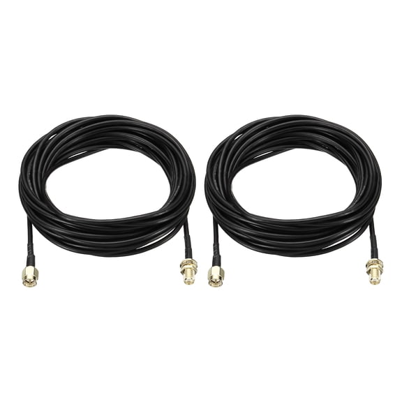 Uxcell Antenna Extension Cable, 2Pcs 16.4FT RP-SMA Female to RP-SMA Male RG174 Coaxial Cable Bulkhead Mount Connectors for Wireless LAN Routers Bridge Cellular Antenna Extension