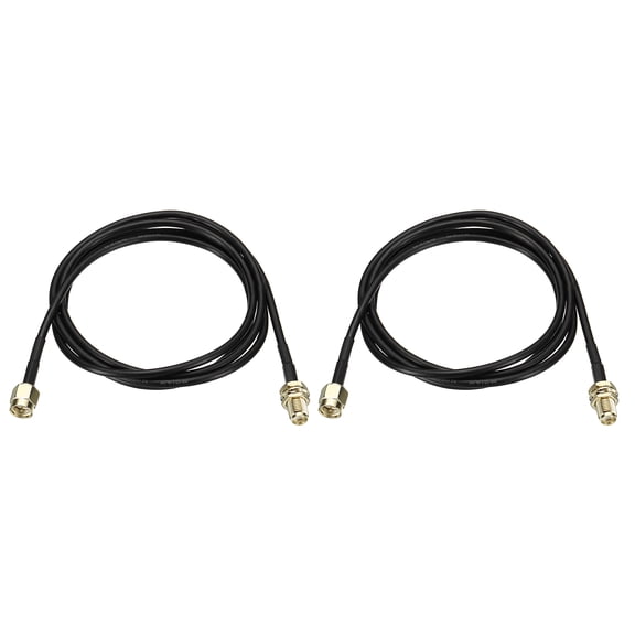 Uxcell Antenna Extension Cable, 2Pcs 3.3FT RP-SMA Male to RP-SMA Female RG174 Coaxial Cable Bulkhead Mount Connector for Wireless LAN Router Bridge Cellular Antenna Extension
