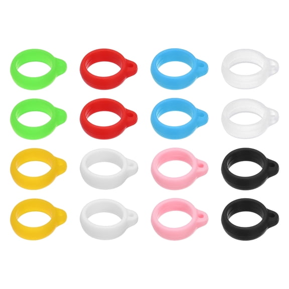 Uxcell Anti-Lost Silicone Rubber Ring Holder 13mm, 16Pcs Lanyard Holder Multipurpose Adjustable Necklace Lanyard Accessories for Pen Office Keychains Daily Sport, 8 Colors