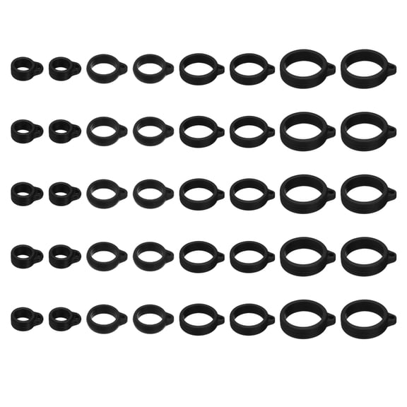 Uxcell Anti-Lost Silicone Rubber Ring Holder 8/13/20/25mm, 40Pcs Lanyard Holder Multipurpose Adjustable Necklace Lanyard Accessories for Pen Office Keychains Daily Sport, Black