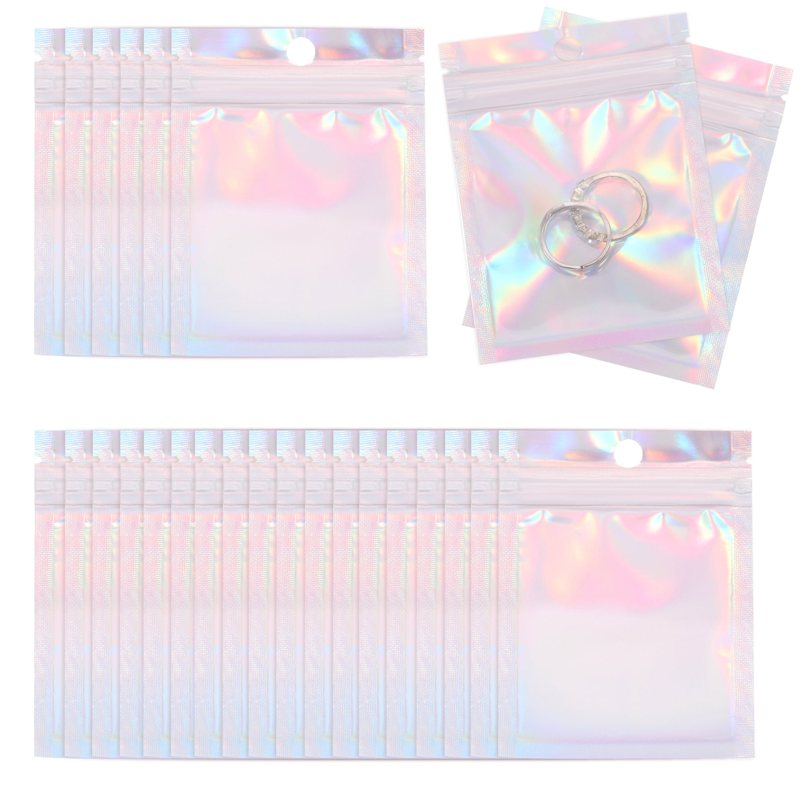 Uxcell Anti Tarnish Jewelry Bags, 100 Pcs Plastic Zipper Lock Jewelry ...