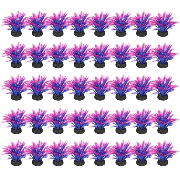 Uxcell Aquarium Artificial Plants 40 Pcs Fish Tank Plants Decorations Accessories Purple-Red Coco Leaves