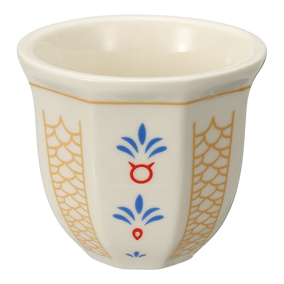 Uxcell Arabic Coffee Cup, 8.5 oz Ceramic Tea Cups Espresso Coffee Mug for Latte Cappuccino Milk Office Home Party Gifts, (White/Yellow, Style G)