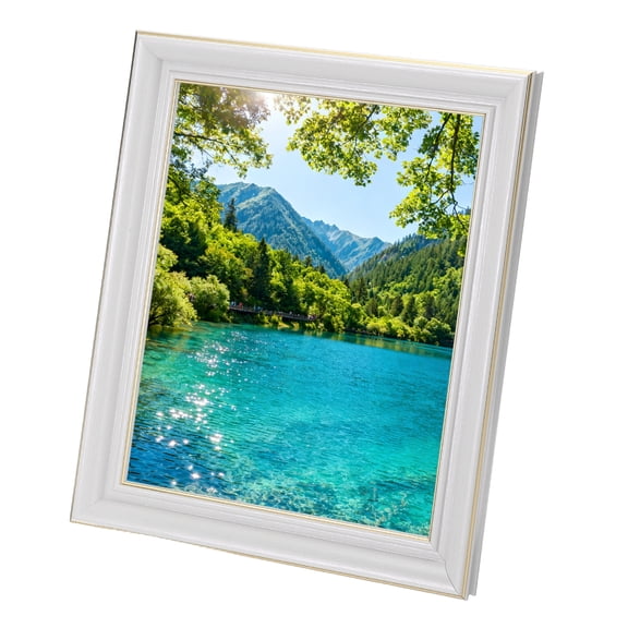 Uxcell Arc-Edged Feather White Rectangle Photo Frame, 11.9x9.9 Inch Resin Photo Frame Tabletop Display for Pictures Certificates Home Office Decor, Suits for 20.3x25.4cm Photo