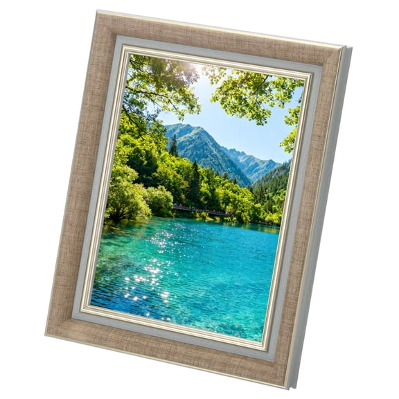 Uxcell Arc-Edged Linen Rectangle Photo Frame, 9.9x7.9 Inch Resin Photo Frame Tabletop Display for Pictures Certificates Home Office Decor, Suits for 15.2x20.3cm Photo