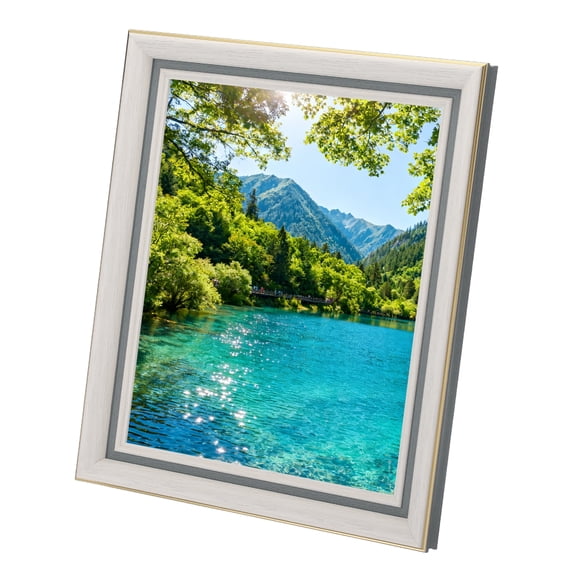 Uxcell Arc-Edged Textured White Rectangle Photo Frame, 11.9x9.9 Inch Resin Photo Frame Tabletop Display for Pictures Certificates Home Office Decor, Suits for 20.3x25.4cm Photo