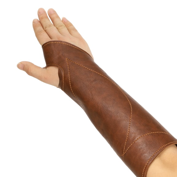 Uxcell Archery Arm Guard, Adjustable Bow Armguard for Women and Men Leather Archery Protective and Lightweight Brown & Right Hand Fitting for (Hunting/Shooting Practice/Contest)