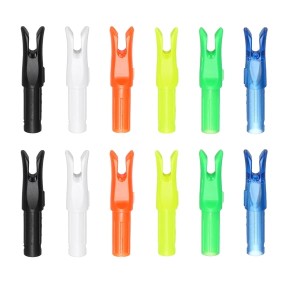 Uxcell Archery Arrow Nocks, Plastic Nocks Replacement Arrows Tail Accessory-Fitting For(DIY Hunting Shooting/Compound/Recurve Bow) 6.2MM/0.24" ID & 12 Pcs & Plastic & 6 Colors