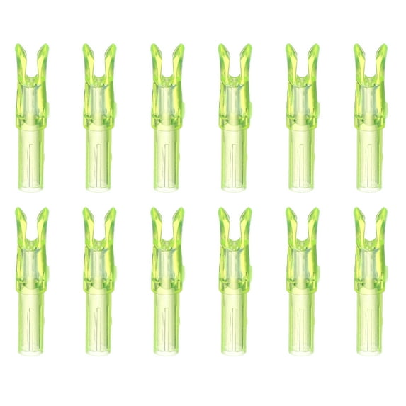 Uxcell Archery Arrow Nocks, Plastic Nocks Replacement Arrows Tail Accessory-Fitting For (DIY Hunting Shooting/Compound/Recurve Bow) 6.2MM/0.24" ID & 12 Pcs & Plastic & Transparent Yellow