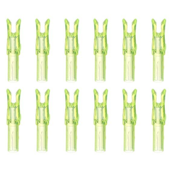 Uxcell Archery Arrow Nocks, Plastic Nocks Replacement Arrows Tail Accessory-Fitting For(DIY Hunting Shooting/Compound/Recurve Bow) 6.2MM/0.24" ID & 12 Pcs & Plastic & Transparent Yellow