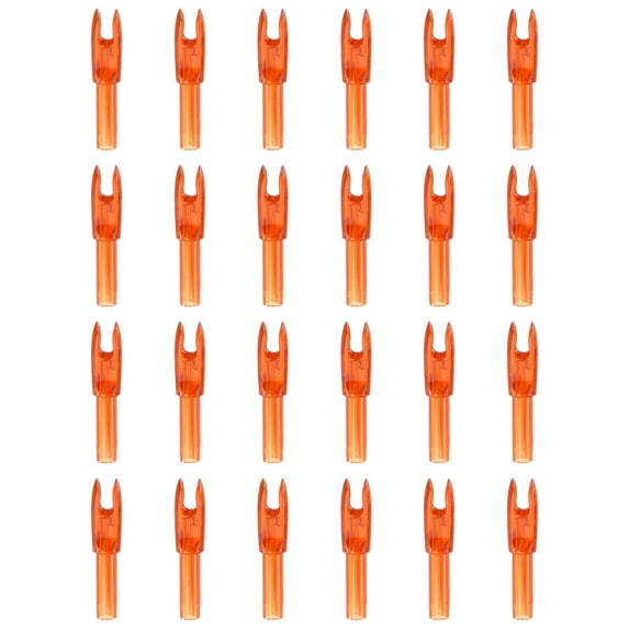 Uxcell Archery Arrows Nocks, Arrow Shaft Plastic Nocks Replacement Archery Arrows Tail Accessory 24 Pack Inside Diameter 4.2 mm Clear Orange - for (Hunting/Shooting/Compound/Recurve Bow)