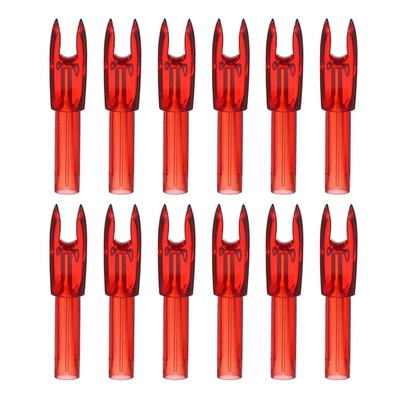 Uxcell Archery Arrows Nocks, Plastic Insert Arrow Nock Replacement Arrow Tails for Hunting Shooting Compound Recurve Bow Clear Red