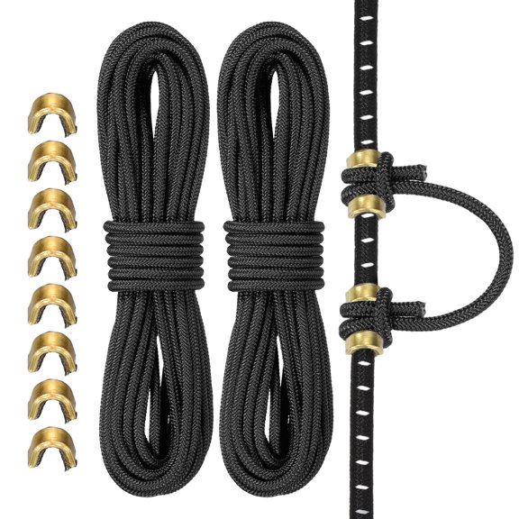 Uxcell Archery D Loop Rope, Bow String D Loop Rope with Brass Nock Points 10 ft & 2 Pcs & Black -Fitting for (Compound Bow Strings)