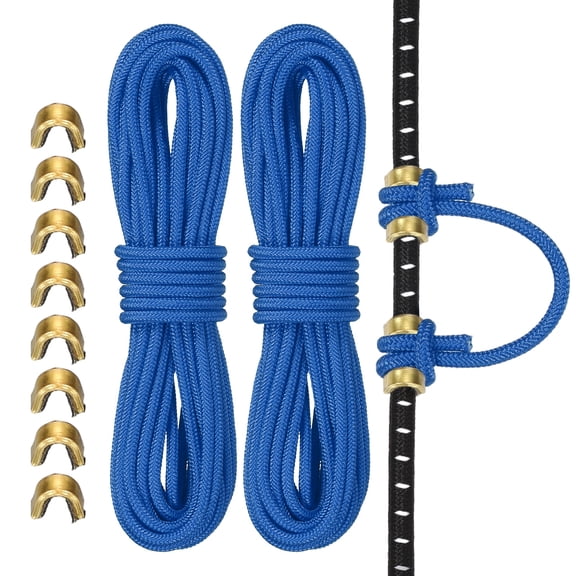 Uxcell Archery D Loop Rope, Bow String D Loop Rope with Brass Nock Points 10 ft & 2 Pcs & Blue -Fitting for (Compound Bow Strings)