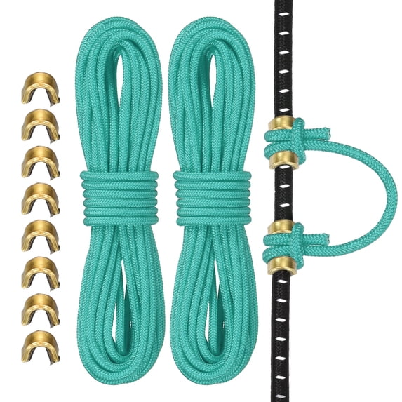 Uxcell Archery D Loop Rope, Bow String D Loop Rope with Brass Nock Points 10 ft & 2 Pcs & Cyan -Fitting for (Compound Bow Strings)