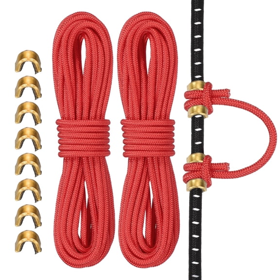 Uxcell Archery D Loop Rope, Bow String D Loop Rope with Brass Nock Points 10 ft & 2 Pcs & Red -Fitting for (Compound Bow Strings)
