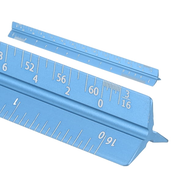 Uxcell Architectural Scale Ruler 7 Inch Metric Aluminum Alloy Triangular Drafting Ruler, Blue