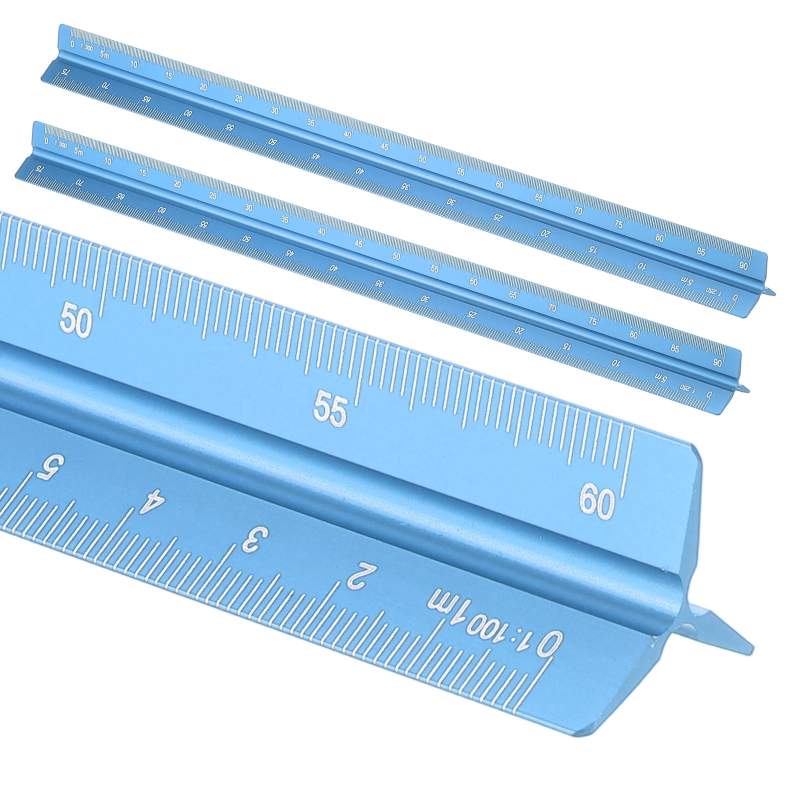 Uxcell Architectural Scale Ruler 7 Inch Metric Aluminum Alloy Triangular Drafting Ruler, Blue