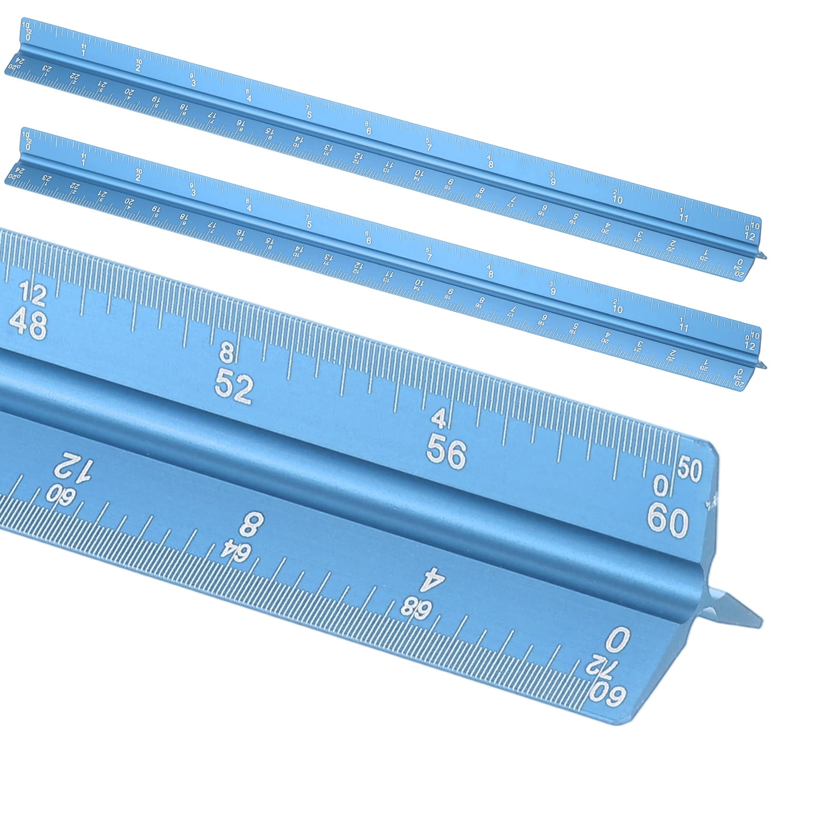 Uxcell Architectural Scale Ruler 7 Inch Metric Aluminum Alloy Triangular Drafting Ruler, Blue