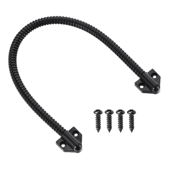 Uxcell Armored Door Loop Wire Protection (16"L 1/4" ID, Black)(1Pcs), Door Wire Conduit Power Transfer Armored Cable Wire Sleeve Protector with Plastic Ends, Suit for - Access System