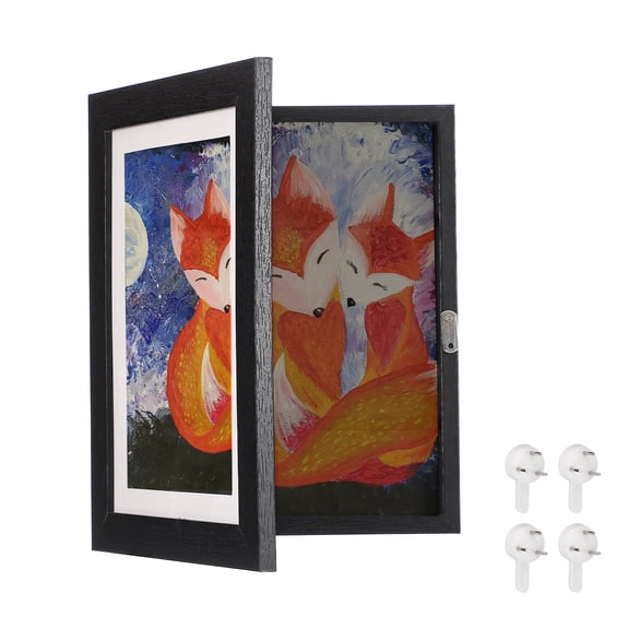 Uxcell Art Frames Front Opening, 6 x 8" Artwork Display Storage Frame Artwork Frames Changeable for Wall Holds Crafts Drawing Hanging Art Photos Home Office, Black