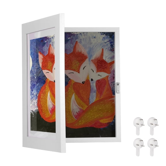 Uxcell Art Frames Front Opening, 6 x 8" Artwork Display Storage Frame Artwork Frames Changeable for Wall Holds Crafts Drawing Hanging Art Photos Home Office, White