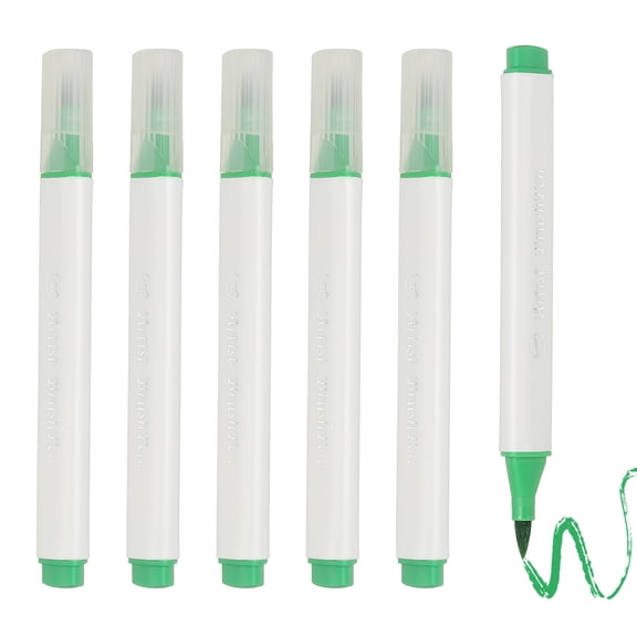 Uxcell Art Watercolor Brush Pen, 6 Pcs Triangular Soft Tip Watercolor Pen for Offices Crafts Scrapbooks Writing Journaling Drawing Calligraphy, Grass Green