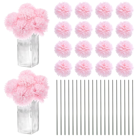 Uxcell Artificial Chrysanthemum Ball Flowers, Faux Hydrangea Silk Bouquets for Home/Wedding Champagne Pink 30 Pack