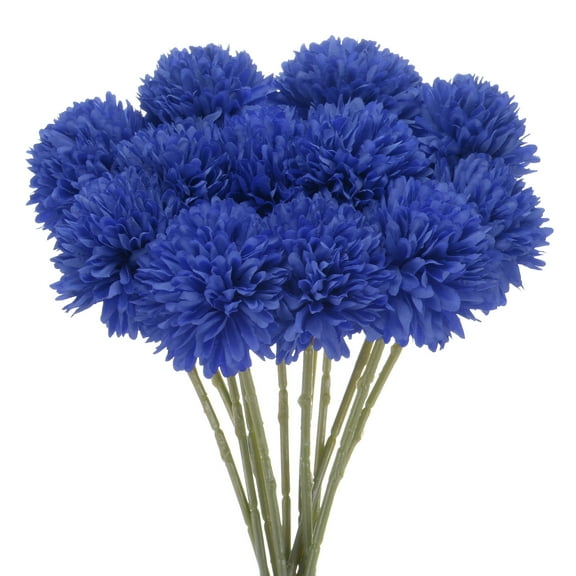 Uxcell Artificial Chrysanthemum Ball Flowers, Faux Hydrangea Silk Bouquets for Home/Wedding Dark Blue
