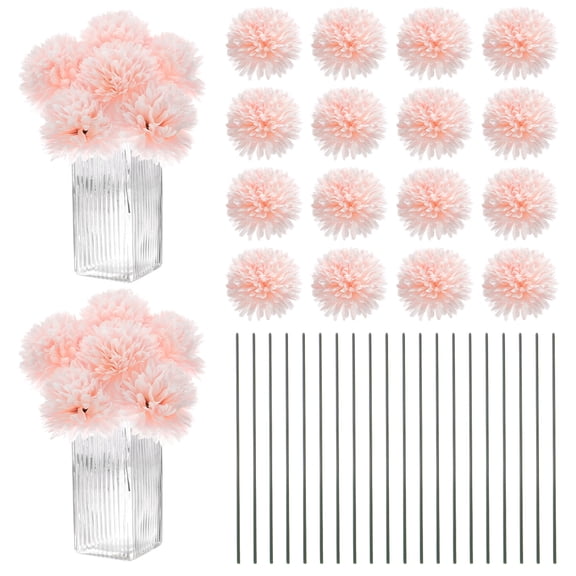Uxcell Artificial Chrysanthemum Ball Flowers, Faux Hydrangea Silk Bouquets for Home/Wedding Light Pink 30 Pack