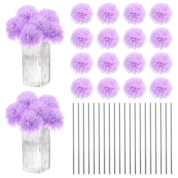 Uxcell Artificial Chrysanthemum Ball Flowers, Faux Hydrangea Silk Bouquets for Home/Wedding Light Purple 30 Pack