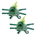 thumbnail image 1 of Uxcell Artificial Corsage Wristlet Flower Wrist Corsage Prom Wristlet for Wedding Party Accessory Dark Green 2Pack, 1 of 6