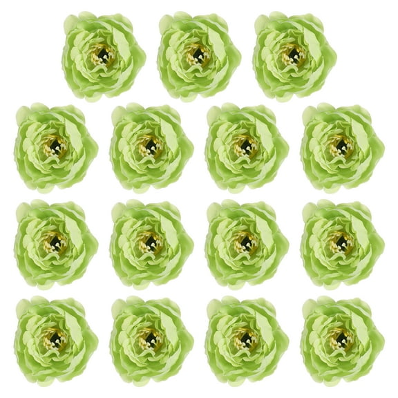 Uxcell Artificial Flower Head Fake Flowers Heads Bulk Silk Peony Heads Simulation Flower Green 15 Pcs