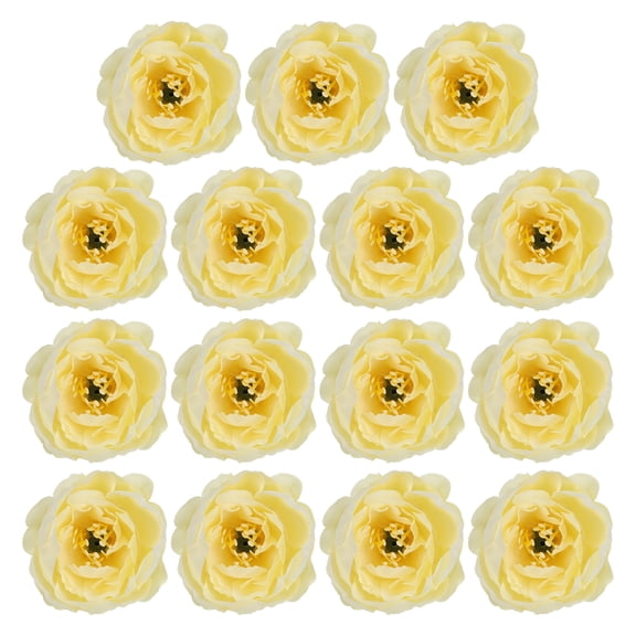 Uxcell Artificial Flower Head Fake Flowers Heads Bulk Silk Peony Heads Simulation Flower Lemon 15 Pcs