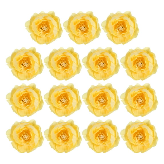 Uxcell Artificial Flower Head Fake Flowers Heads Bulk Silk Peony Heads Simulation Flower Yellow 15 Pcs