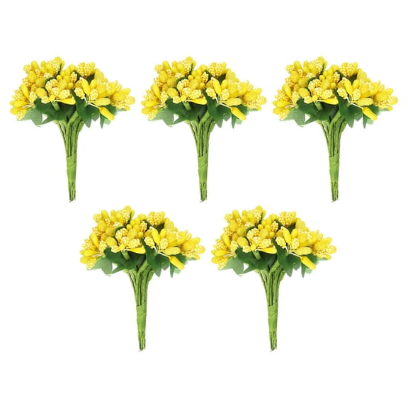 Uxcell Artificial Flower Stamen, Mini Berry Picks Bunch Fruit Floral Stamen for Craft DIY Wreaths Wedding, Yellow 60 Pcs