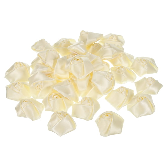 Uxcell Artificial Flowers Roses Heads Satin Ribbon Roses Fake Flowers Fabric Flowers Beige 20 Pack