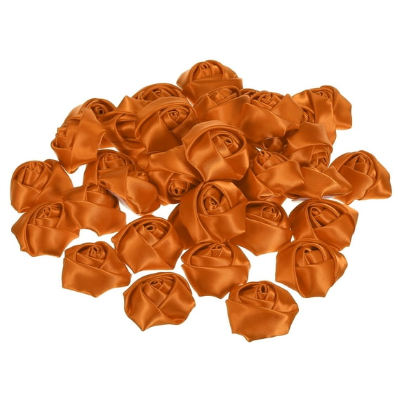 Uxcell Artificial Flowers Roses Heads Satin Ribbon Roses Fake Flowers Fabric Flowers Gold Tone 20 Pack