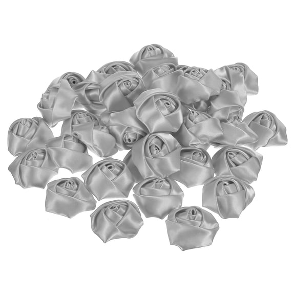 Uxcell Artificial Flowers Roses Heads Satin Ribbon Roses Fake Flowers Fabric Flowers Grey 20 Pack