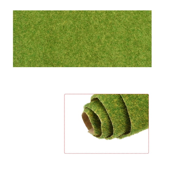 Uxcell Artificial Grass Mat 19.7" x 39" Yellow Green Realistic Fake Turf for Garden, Lawn Decoration Sand Table