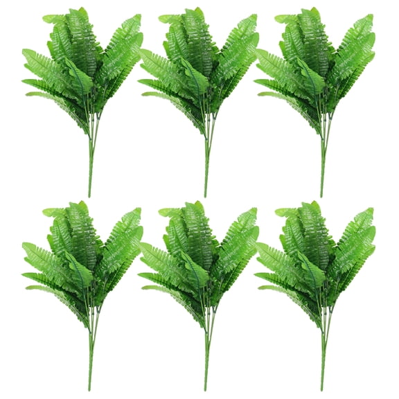Uxcell Artificial Greenery Plants, 7 Bundles Green Plant with Persian Leaf Leaves Grass Stems for Home, Green 6 Pcs