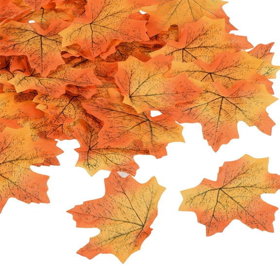 Uxcell Artificial Leaves, Fall Maple Autumn Fake Leaf Decoration, Gold 400 Pcs