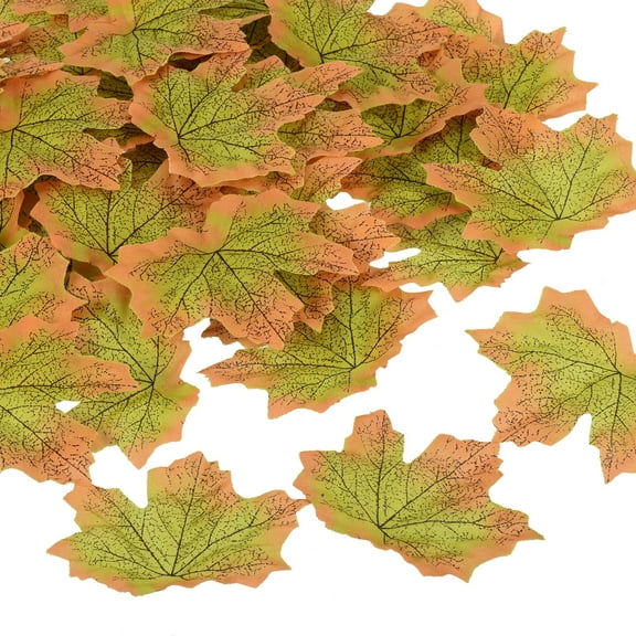 Uxcell Artificial Leaves, Fall Maple Autumn Fake Leaf Decoration, Green 400 Pcs