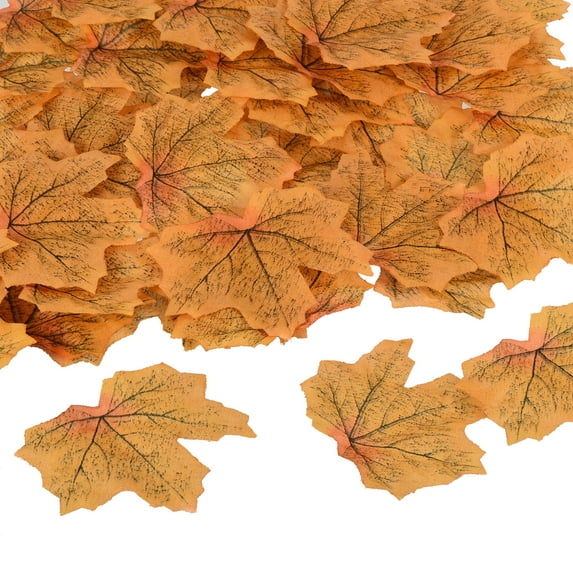 Uxcell Artificial Leaves Fall Maple Autumn Fake Leaf Decoration, Red Yellow 500 Pack